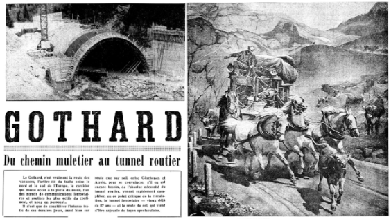 J.-P. Thévoz, Gothard : Du chemin muletier au tunel routier, in : Le confédéré 109e année, no. 155 du 9 juillet 1969, pp. 9–10, ici : p. 9, © Le confédéré