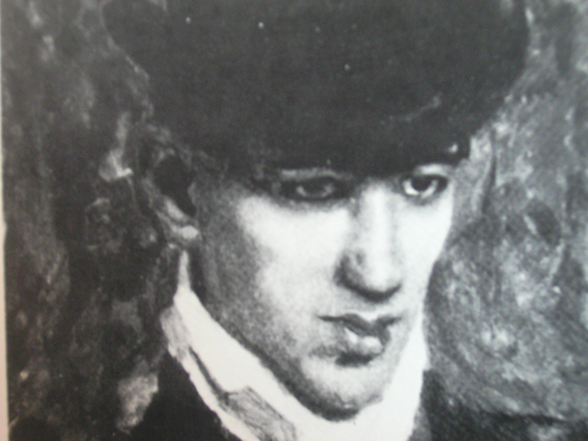 Black-and-white oil portrait of the 21 year old Bulgarian artist Julius Mordecai Pincas known as Pascin
