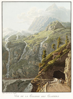 Gabriel Lory «Sohn», Aussicht bei der Galerie des Glaciers, «Voyage pittoresque de Genève à Milan par le Simplon», Paris, 1811 (GS-GUGE-125-13).