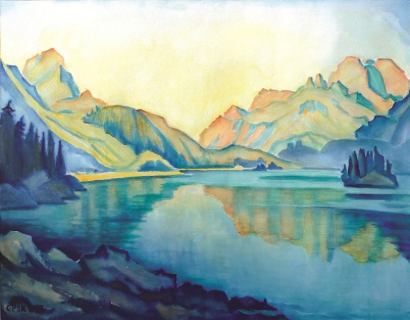 Clara Porges, Silsersee in Richtung Maloja, Aquarell. © Sergio Michels.