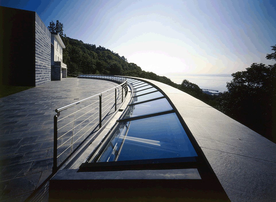 The Centre Dürrenmatt Neuchâtel building designed by Mario Botta around the former villa of Friedrich Dürrenmatt.