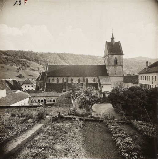St-Ursanne, collégiale, vue extérieure, photographie de Rudolf Fechter, 1899.