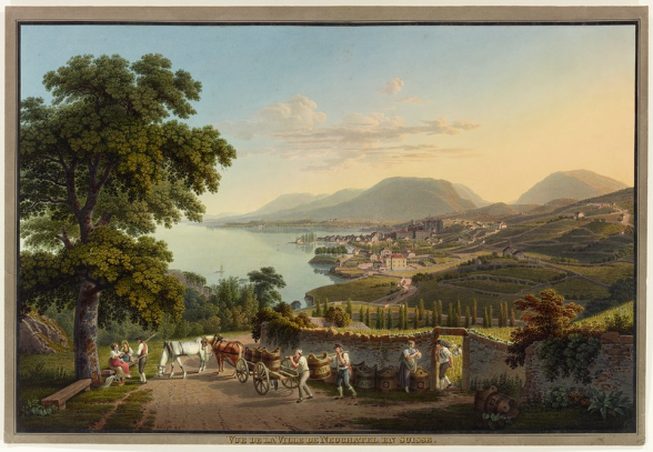 Gabriel Lory "Fils", Vue de la Ville de Neuchâtel, en Suisse, Aquarell, 1817, Signatur: GS-GUGE-LORY-A-13