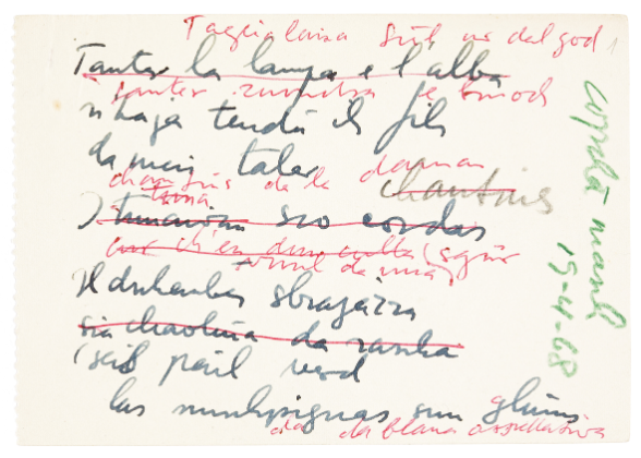 Ein Arbeitsmanuskript des polivalenten Gedichts «Il taglialaina»