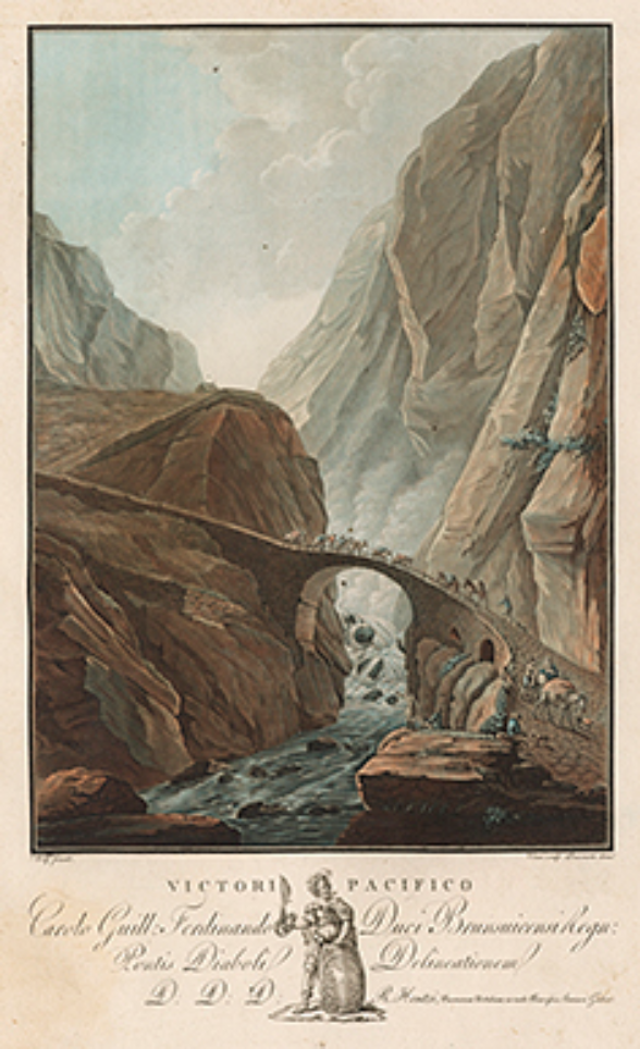C. Wolf, C.M. Descourtis, [A.] Carré, « [Teufelsbrücke] », ca. 1787-1788.
