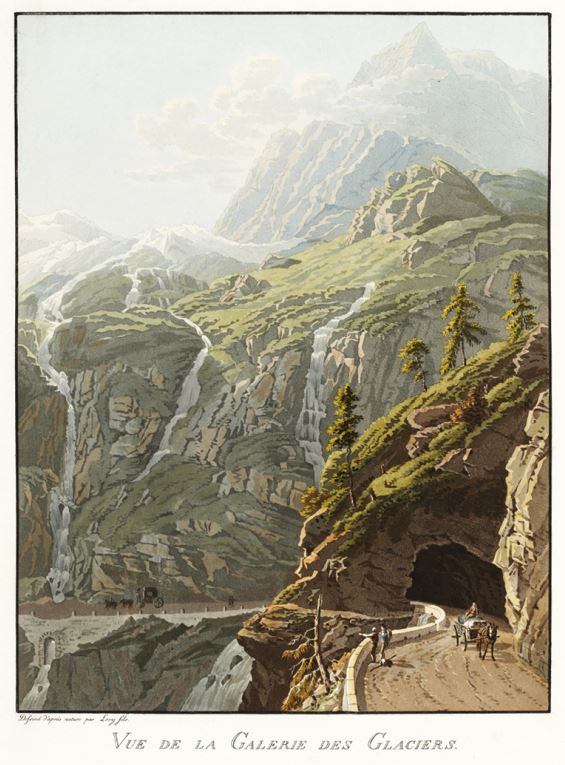 Gabriel Lory « Fils », Vue de la Galerie des Glaciers, « Voyage pittoresque de Genève à Milan par le Simplon », Paris, 1811 (GS-GUGE-125-13).