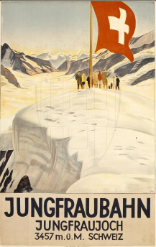 Cardinaux, Emil, « Jungfraubahn, Jungfraujoch, 3457 m.ü.M. Schweiz », [1918?], 1 affiche, 101,1 x 63,5 cm (de la collection suisse d'affiches)