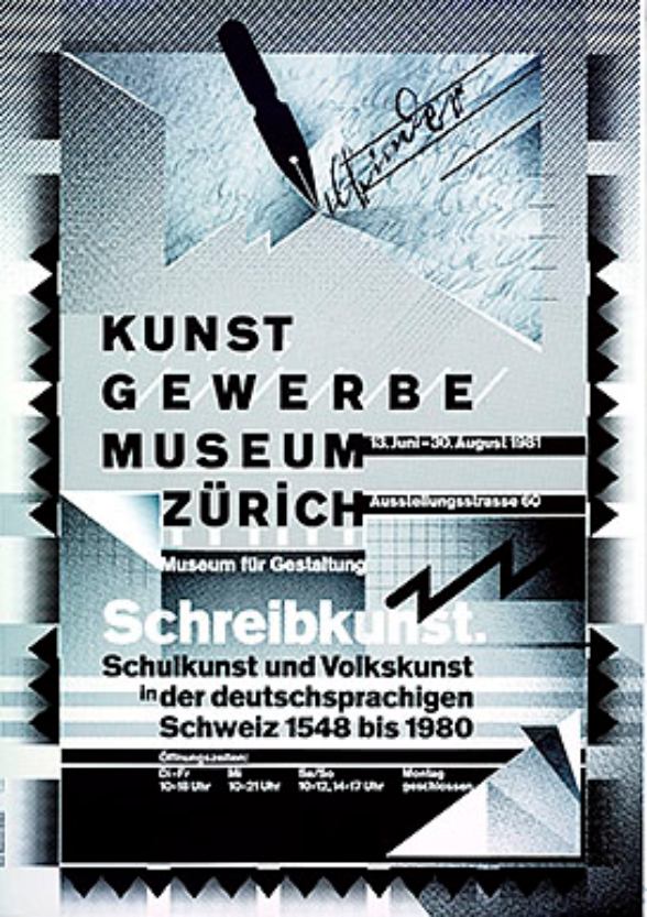 Weingart Wolfgang, L’arte dello scrivere, Kunstgewerbemuseum di Zurigo, Museum für Gestaltung, dal 13 giugno al 30 agosto 1981, 1981, offset, 125,5 x 88,5 cm